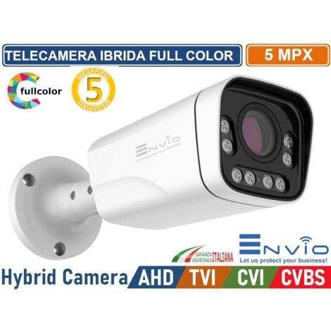 TELECAMERA IBRIDA BULLET FULL COLOR 4IN1 AHD CVI TVI CVBS 2.8MM 5MP UTC CONTROL VISIONE NOTTURNA A COLORI 40M CON AUDIO