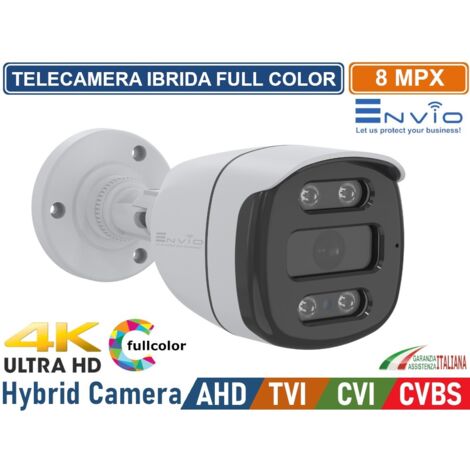 TELECAMERA IBRIDA BULLET FULL COLOR 4IN1 AHD CVI TVI CVBS 2.8MM 8MP 4K ULTRA HD UTC CONTROL VISIONE NOTTURNA A COLORI