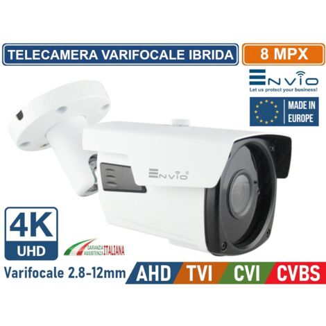 TELECAMERA IBRIDA BULLET VARIFOCALE  4IN1 AHD CVI TVI CVBS 4K ULTRA HD 8MP IP66