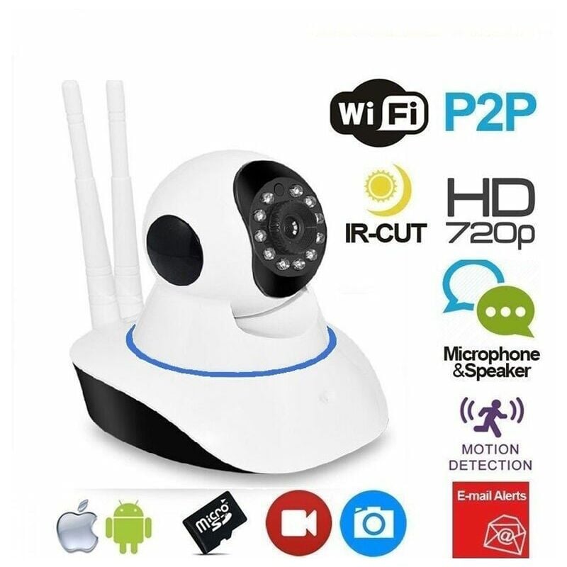 Telecamera ip camera hd 720P wireless led ir lan motorizzata wifi rete onvif