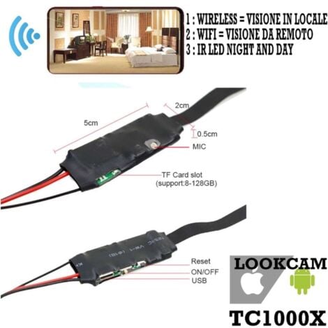 Telecamera Sorveglianza Micro Spy Cam Tc1000X Wifi Ir