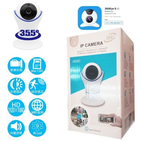 Telecamera Wi-Fi Interno 2MP Full HD 355 gradi con Zoom Ottico Videocamera Sorveglianza con Sensore di Movimento Audio Bidirezionale