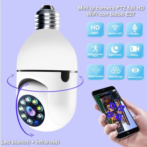 HOUSECURITY TELECAMERA WI-FI VIDEOCAMERA CAM YOSEE AUDIO VIDEO INFRAROSSI LAMPADA LAMPADINA