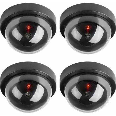 Telecamere finte, finta telecamera di sicurezza CCTV a cupola con luce LED lampeggiante per uso aziendale, in negozio, in casa, all'interno e all'esterno (confezione da 4)