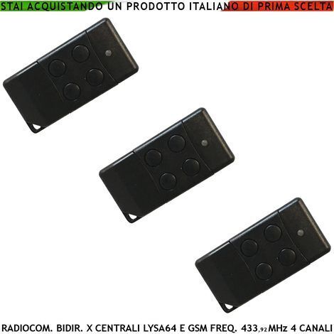 Telecomando 4 Canali Frequenza 433,92 MHz 2 Pezzi Per Inserimento e Disinserimento Totale e Parziale Come Giorno Notte Per Antifurto Lysa GSM Sydra evo Rolling Code Anticollisione Antiannebbiamento