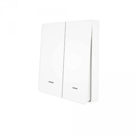 Telecomando Interruttore 2 Tasti, RF 433MHz, TUYA, Smart Life, 3V Con Pile CR2032, 86X86X16mm, IP20, SH4492