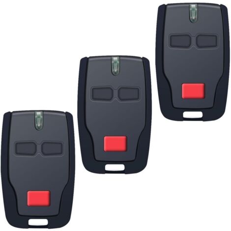 Telecomando per porta da garage 433,92 MHz (confezione da 3) - 2 canali, 2 pulsanti, compatibile con BFT Mitto 2 B RCB, Kleio, Ghibli, TRC 2 - Rotolo codice/apprendimento