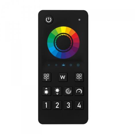 Telecomando RF 2.4G Per Centralina Controller RGBW RF 2.4G   3V Con Pile AAA (Escluso)  4 Canali RGBW CLC104W Nero