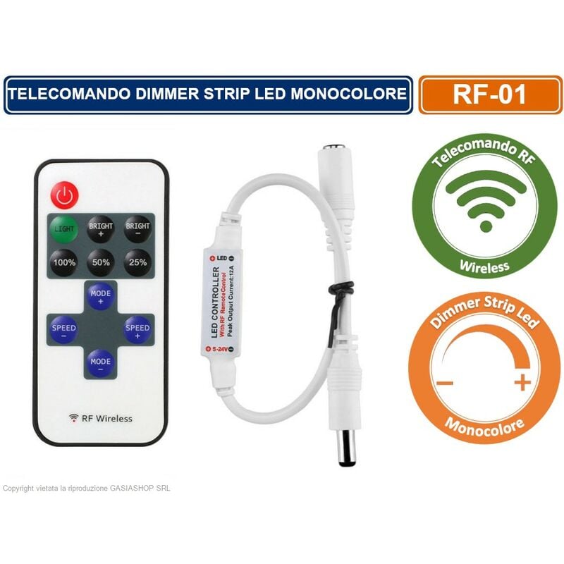 Image of Telecomando rf wireless dimmer per strip led monocolore