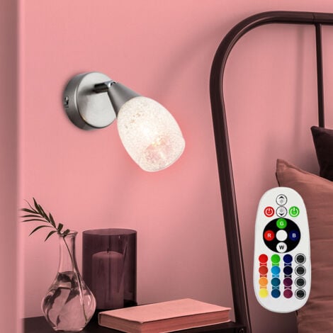 Telecomando soggiorno lampada da parete in vetro, dimmerabile, orientabile nel set di lampadine LED RGB