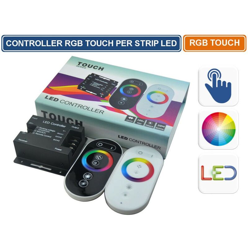Image of Telecomando touch controller striscia strip led rgb radiofrequenza dimmer - Colore: Nero