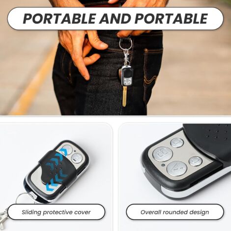Telecomando universale per cancello, confezione da 2, 433,92 MHz, telecomando universale wireless per porta da garage, telecomando universale per cancello compatibile con codice variabile a 4 pulsanti