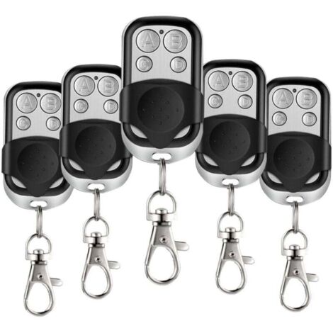 Telecomando universale per cancello da 5 pezzi, telecomando wireless per porta da garage a 4 pulsanti da 433,92 MHz con coperchio scorrevole e portachiavi per porta da garage elettrica