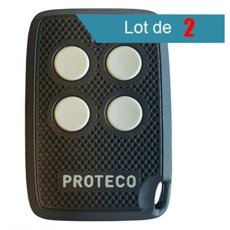 Télécommande 4 canaux 433.92 MHz – Lot de 2 – Compatible avec portails et portes de garage – Alimentation 3V – Proteco