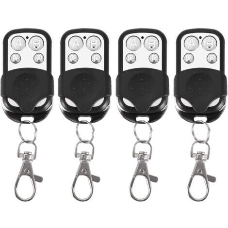 Télécommande 433MHz pour portail, télécommande porte-clés, 4 pièces 4 boutons clonage universel télécommande sans fil porte-clés 433 MHz pour porte de garage de voiture, porte de toit
