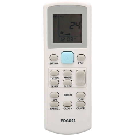 Télécommande de Climatiseur avec Boutons Sensibles et LED, Noir, Sous-titres Blancs, Remplac