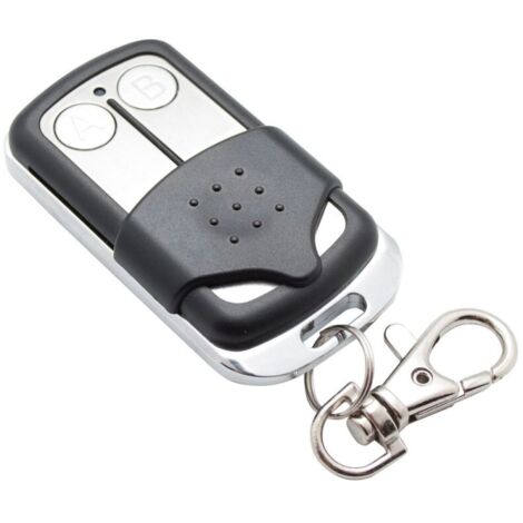 Télécommande de portail et porte de garage - 2 touches A et B - Format porte-clés - Plastique noir et métal chromé - Clapet de protection coulissant anti-appui accidentel - Voir photos pour détails