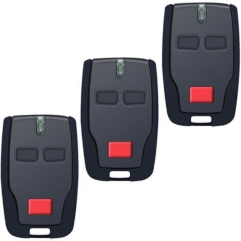 Télécommande de Porte de Garage 433,92 MHz (Lot de 3) - 2 canaux 2 boutons Compatible BFT Mitto 2 B RCB, Kleio, Ghibli, TRC 2 - Rouleau Code/Apprentissage