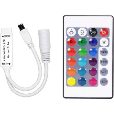 Telecommande LED 5V-24V Controleur LED RGB 24 Touches pour Ruban LED RGB 5050 3528 avec telecommande controler Mini LED