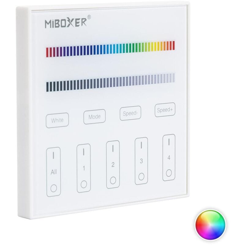Ledkia - Télécommande Murale rf 220-240V ac pour Variateur led rgbw 4 Zones rf MiBoxer T3 Blanc