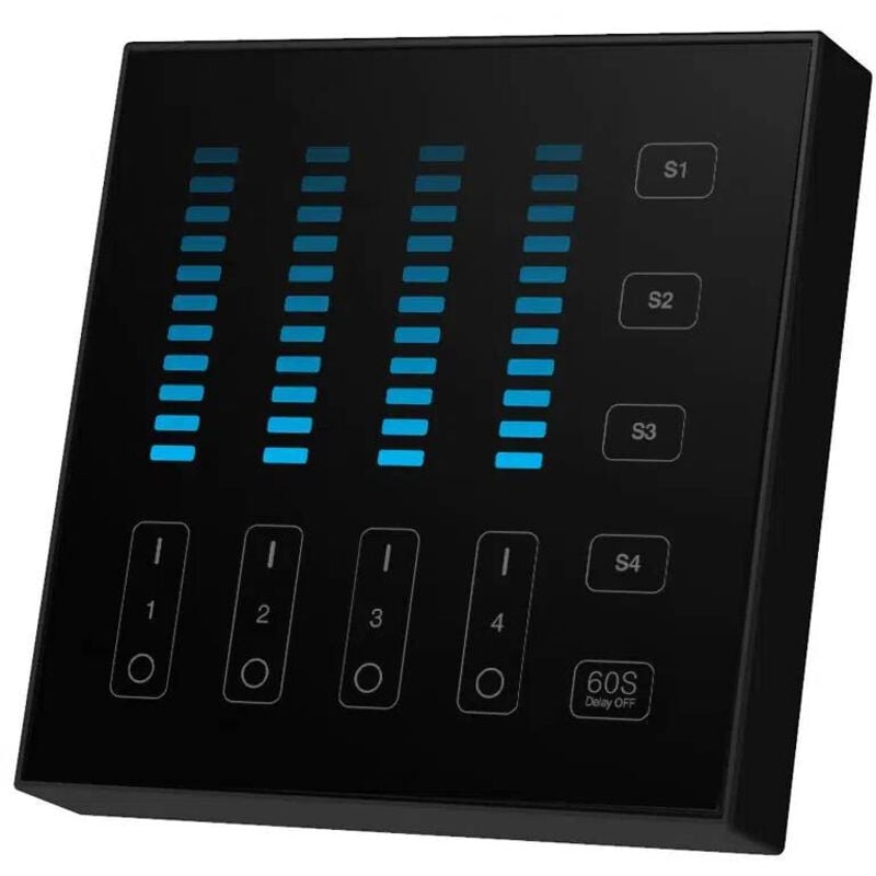 Télécommande Murale Tactile led Dimmable RadioFréquence 4 Zones Noir