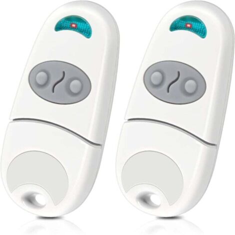 Telecommande Porte de Garage, Telecommande Portail, 2 Canaux, 433,92 MHz, Compatible avec 433MHz Telecommande EV, NA, EE, Lot de 2- Blanc