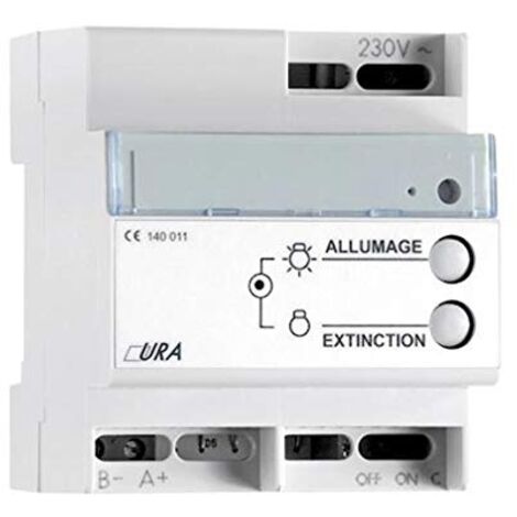 Télécommande pour éclairage de sécurité – Commande centralisée jusqu'à 600 blocs – Alimentation 230V AC – Fixation sur rail DIN – URA