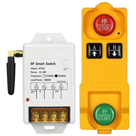 Télécommande RF 4 canaux 433MHz pour interrupteur sans fil longue portée - 12V/48V