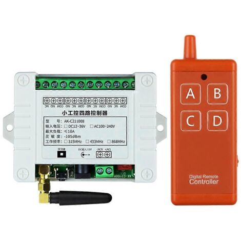 Télécommande RF 4 Canaux 433Mhz pour Porte de Garage et Éclairage LED, AC 110V-220V