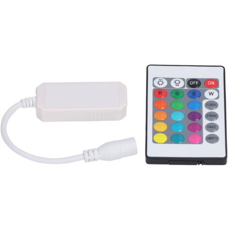 Télécommande sans fil 2.4G 24 touches pour bande LED RGB, contrôleur IR avec connecteur 4 broches et support autocollant, compatible Android et Mac OS X
