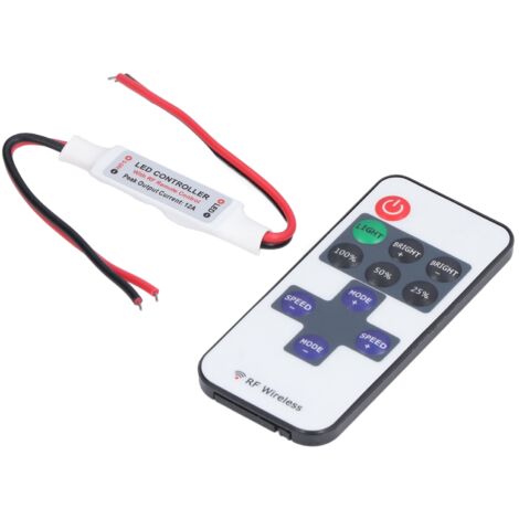 Télécommande sans fil RF 11 touches pour variateur LED, interface câble rouge et noir, mini télécommande