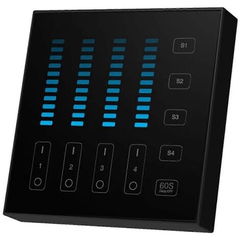 Télécommande sans fil RF 2,4 GHz à panneau tactile intelligent 4 zones, noire