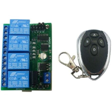 AIPERQ Télécommande Sécurisée 433Mhz 4 Canaux Système Entrée Sans Clé Code Roulant 12V