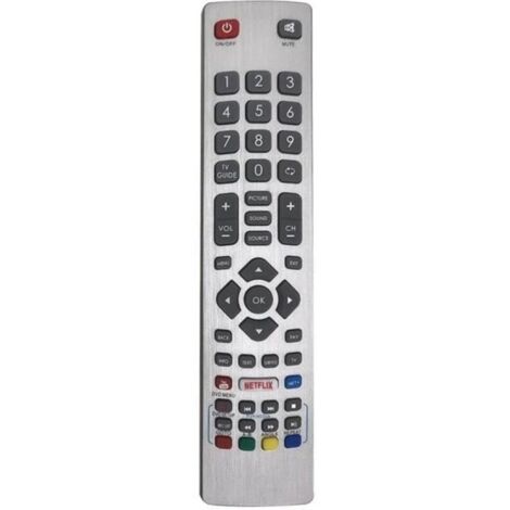 Télécommande Sharp Aquos - Argent - Compatible Smart TV - Netflix