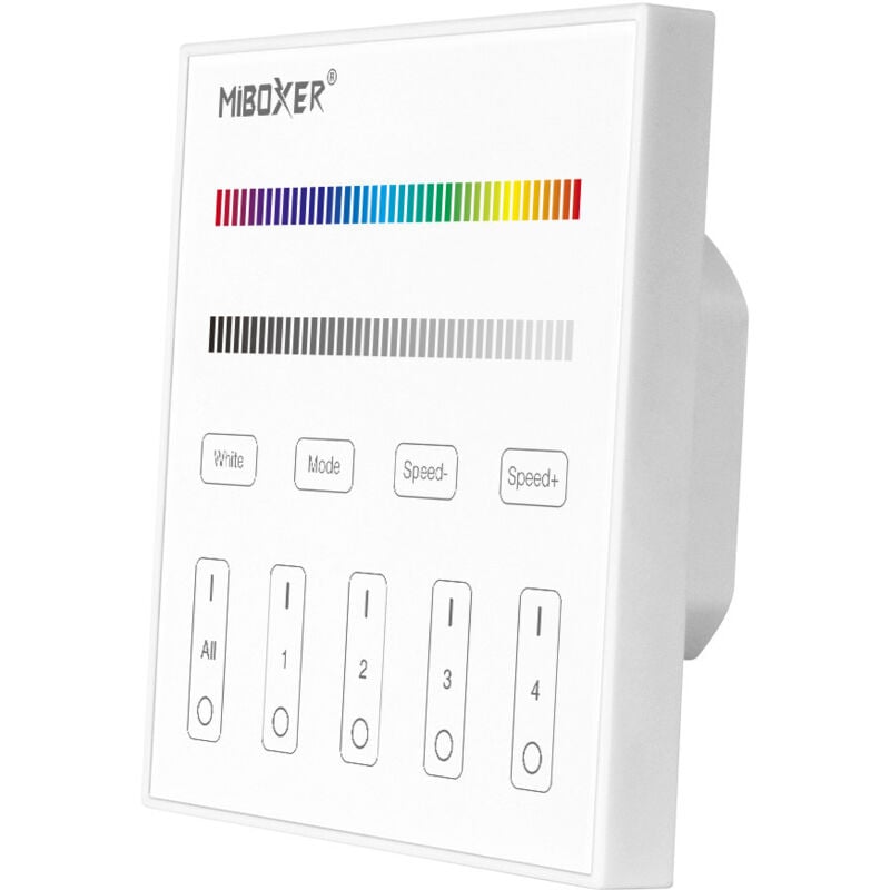 Télécommande DMX512 Tactile Murale Dimmable Radiofréquence 4 Zones Blanc - rgbw