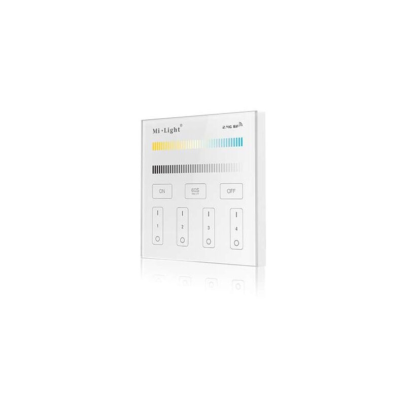 Télécommande Tactile Murale Dimmable RadioFréquence Sans Fil 4 Zones Blanc - CCT T2
