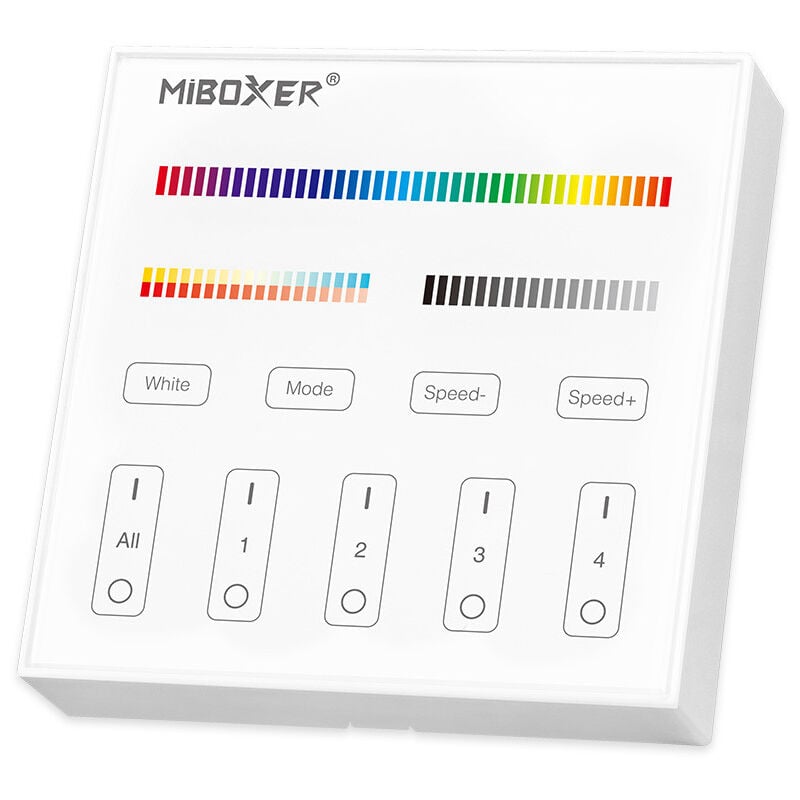 Télécommande Tactile Murale Dimmable RadioFréquence Sans Fil 4 Zones Blanc - rgb+cct B4