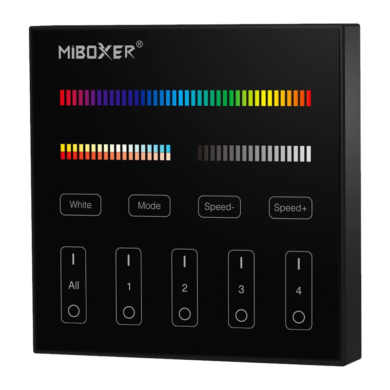 Télécommande Tactile Murale Dimmable RadioFréquence Sans Fil 4 Zones Noir - rgb+cct B4B