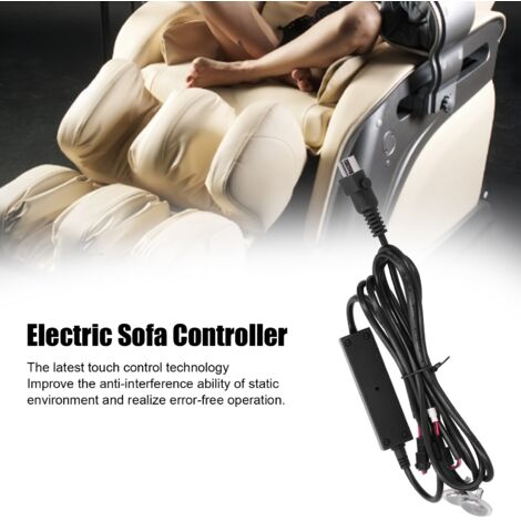 Télécommande Tactile pour Fauteuil Électrique et Chaise Massante, Contrôleur 5 Pin 4‑Cores 22AWG, Longueur Cable 1.85m, Matière Cuivre/Inox/PVC, Couleur Noir, 1 Unité