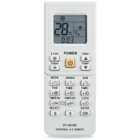Télécommande universelle de climatisation et de chauffage - pour Midea/LG/Samsung/Panasonic KT9018E, 1pc