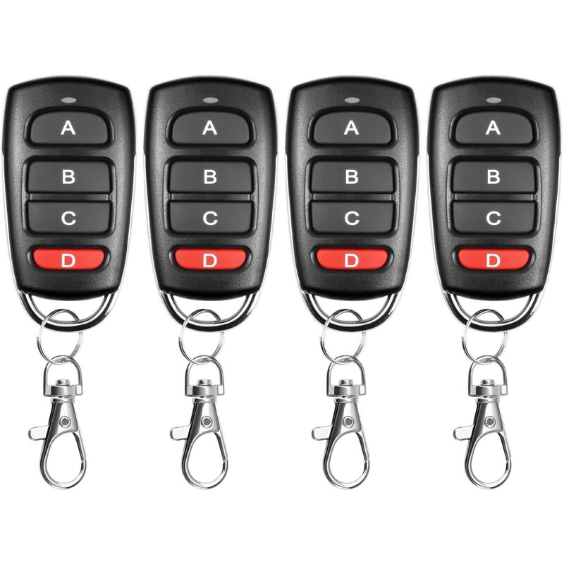 Télécommande universelle de garage 433 MHz, 4 pièces, télécommande universelle à code fixe 4 canaux pour portes de garage, duplicateur compact et