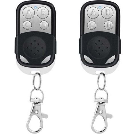 Telecommande Universelle Portail, 2pcs Telecommande Garage Universelle sans Fil, Telecommande Portail Compatible 433.92 MHz Rolling Code à 4 Boutons pour Porte de Garage et Voiture Noir