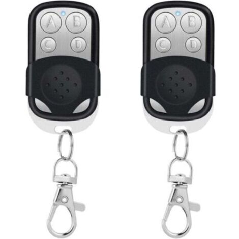 Telecommande Universelle Portail, 2pcs Telecommande Garage Universelle sans Fil, Telecommande Portail Compatible 433.92 MHz Rolling Code à 4 Boutons pour Porte de Garage et Voiture Noir