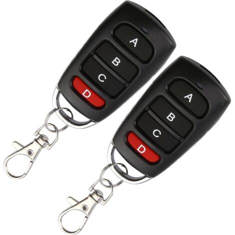 Télécommande Universelle Portail 433 MHz Lot de 2 Clonage Rapide 4 Boutons pour Voitures Portes de Garage Stores Barrières Portée 10m Clé Copieuse Sans Fil Code Fixe Anti-Pression Accidentelle