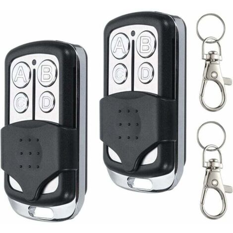 Télécommande Universelle Portail Garage 433 MHz 4 Canaux Duplicateur Code Fixe 2pcs Compatible Multibrand