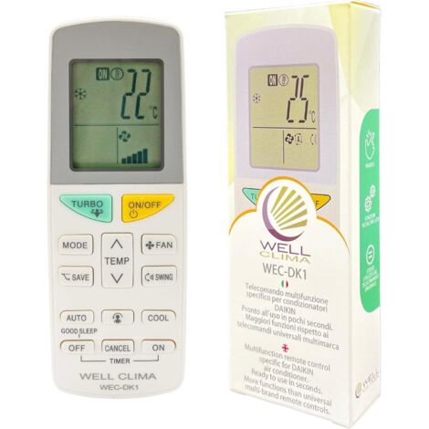 Télécommande Universelle pour Climatisateurs Daikin, Compatibilité Garantie, Design Similaire à l'Original, Jusqu'à 5 Vitesses de Ventilateur, Instructions en 6 Langues, Assistance Directe