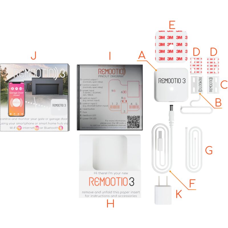 Telecommande via smartphone Wi-Fi - Bluetooth - Internet / App remootio 3 (2 contacts / 20 cles ) - 1414