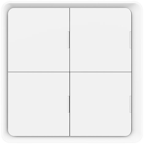 Télécommande ZigBee Tuya 4 Gang Blanc: Interrupteur mural intelligent sans fil pour maison connectée via Smart Life, commande de scènes multiples.
