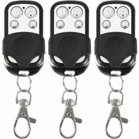 Télécommandes Universelles Lot de 3 pour Portail Garage - Fréquence 433,92 MHz Code Fixe, 4 Boutons Contrôle Portes/Alarme