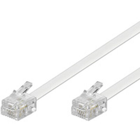 Telefonkabel (Modularkabel), weiß, Kupferkaschierter Aluminiumleiter (CCA), RJ11-Stecker (6P4C) RJ11-Stecker (6P4C). Kabellänge 3 m